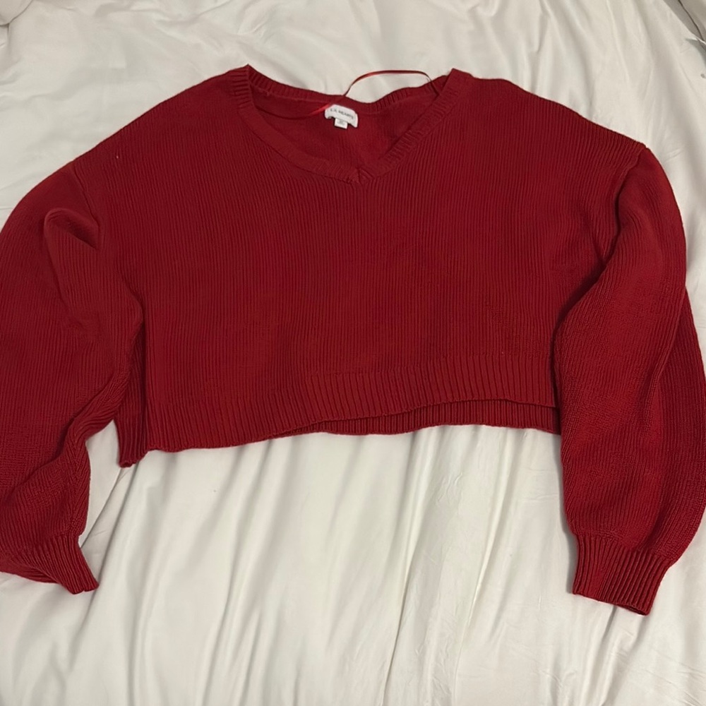 PacSun Crimson V-Neck Cropped Sweater